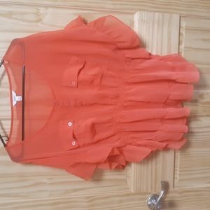 Candies XL Sheer Tangerine Colored Blouse